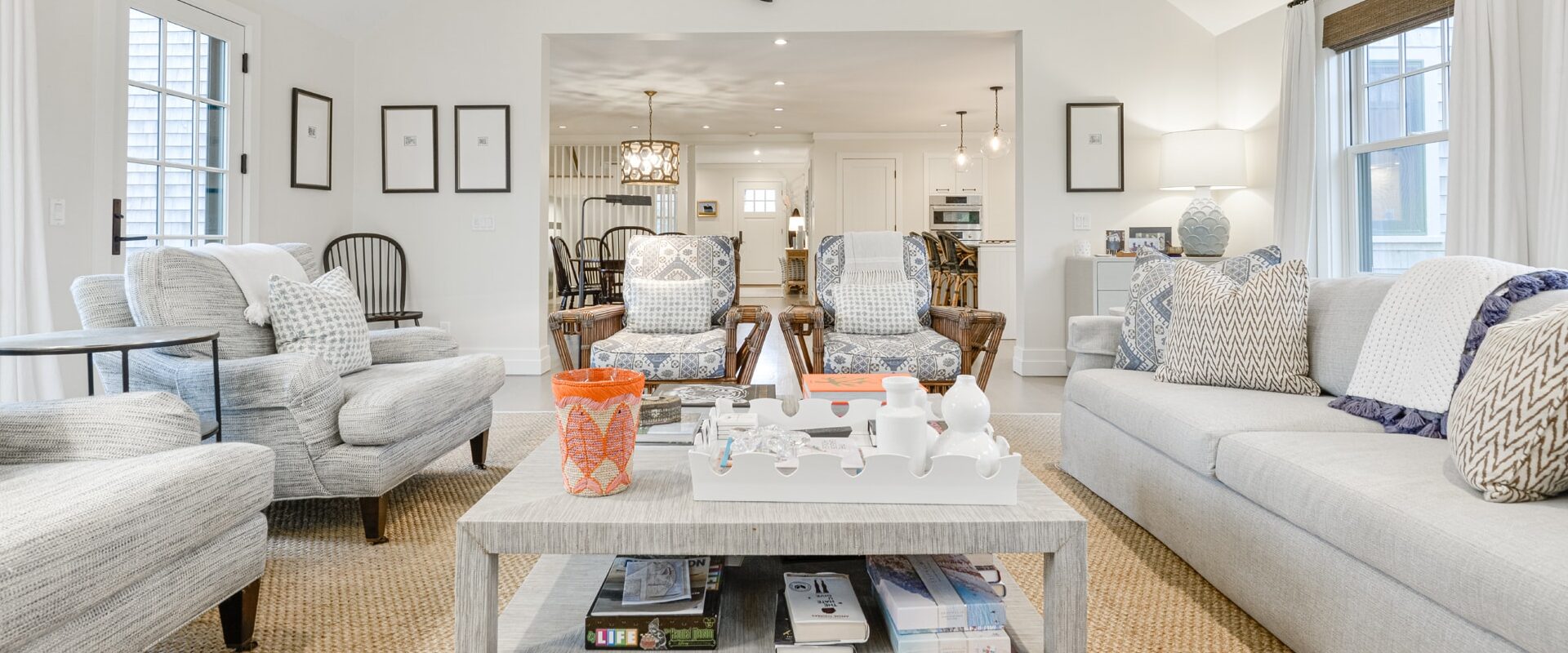 Coastal living room interior design by Bella Coze Home in Hilton Head Island